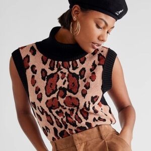Free People Leopard Knit Sweater